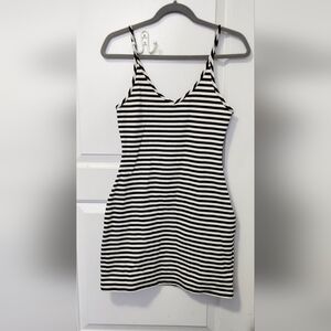 Aritzia Sunday Best Black and White Striped Mini Dress Sz M